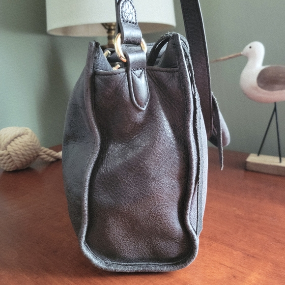 Aimee Kestenberg Heston Satchel Charcoal Gray Washed Nubuck Leather Bag - Picture 8 of 15